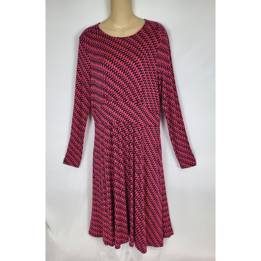 Boden Thea Dress Jersey Knit Long Sleeve Womens 10 R Red Navy